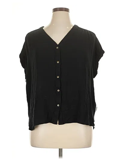 Pre-owned Orvis Short Sleeve Blouse In Black