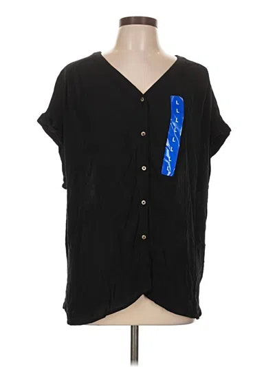 Pre-owned Orvis Short Sleeve Blouse In Black
