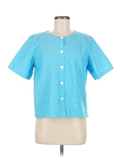 Pre-owned Orvis Short Sleeve Blouse In Blue