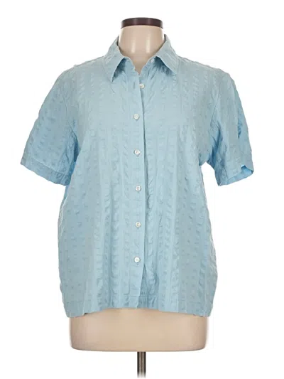 Pre-owned Orvis Short Sleeve Blouse In Blue
