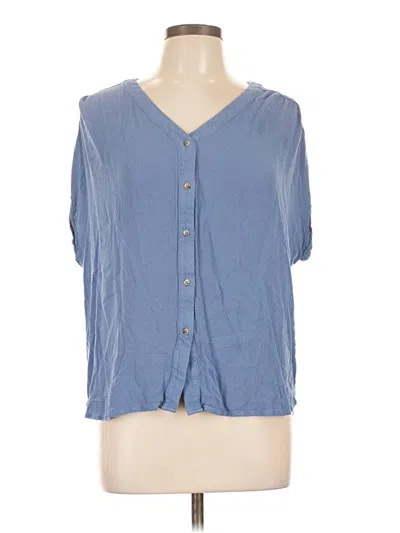 Pre-owned Orvis Short Sleeve Blouse In Blue