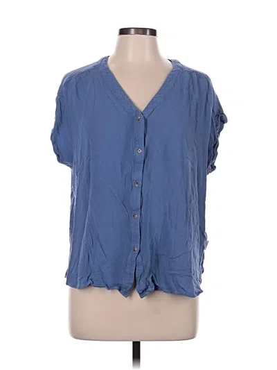 Pre-owned Orvis Short Sleeve Blouse In Blue