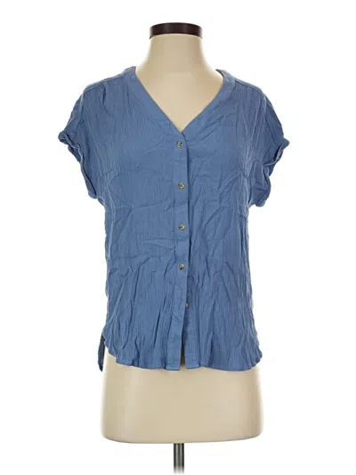 Pre-owned Orvis Short Sleeve Blouse In Blue