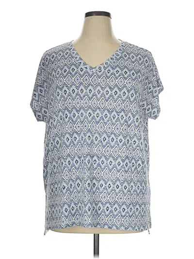 Pre-owned Orvis Short Sleeve Blouse In Blue