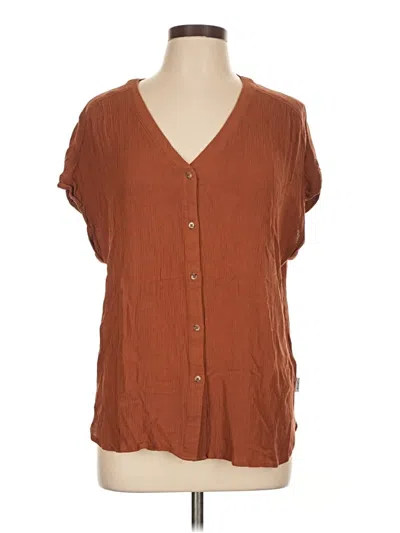 Pre-owned Orvis Short Sleeve Blouse In Brown