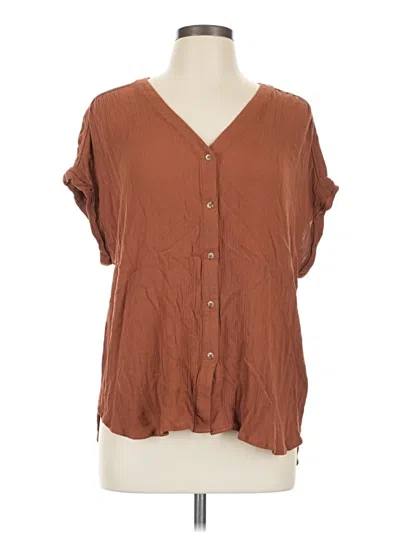 Pre-owned Orvis Short Sleeve Blouse In Brown