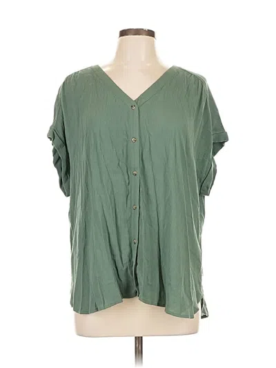 Pre-owned Orvis Short Sleeve Blouse In Green