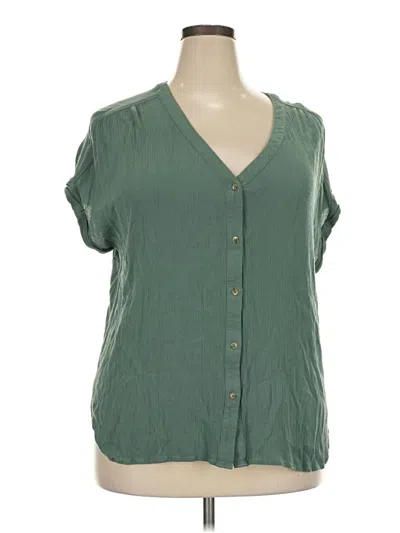 Pre-owned Orvis Short Sleeve Blouse In Green