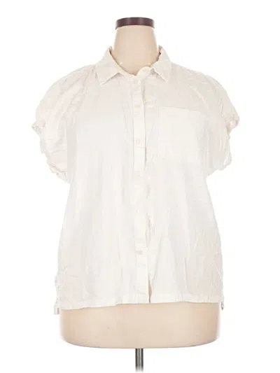 Pre-owned Orvis Short Sleeve Blouse In Ivory