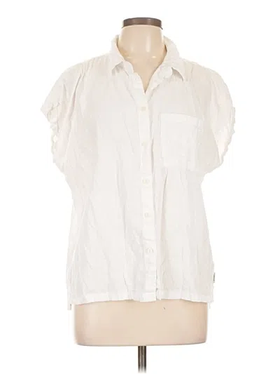 Pre-owned Orvis Short Sleeve Blouse In White