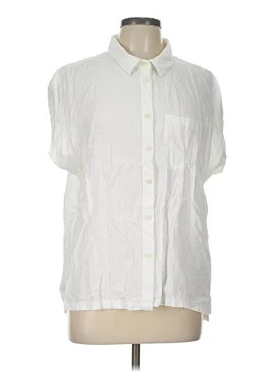 Pre-owned Orvis Short Sleeve Blouse In White
