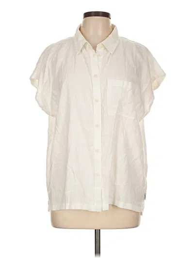 Pre-owned Orvis Short Sleeve Blouse In White