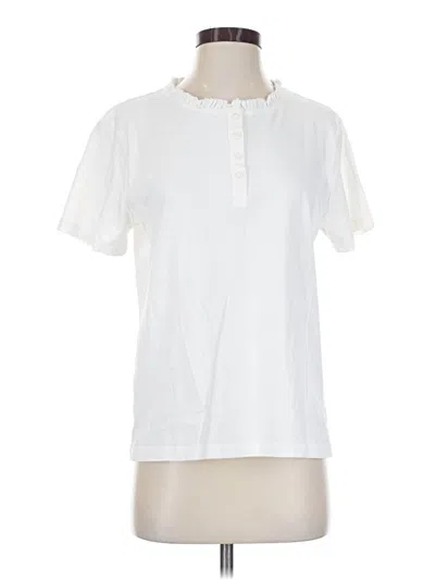 Pre-owned Orvis Short Sleeve Top White Keyhole Neckline Tops