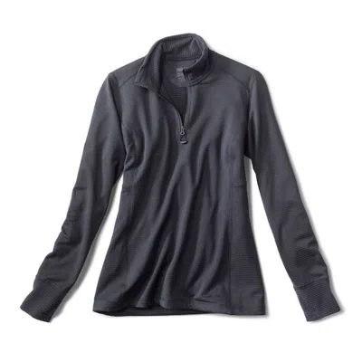 Orvis Women's Horseshoe Hills Quarter-zip Pullover Carbon Size Medium Recycled Materials/synthetic/fleece  In Gray