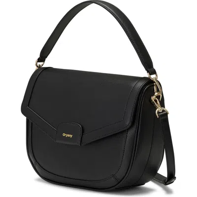 Oryany Bahia Flap Leather Crossbody Bag In Black