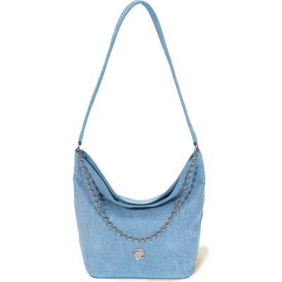 Oryany Ball Chain Bucket Shoulder Bag In Denim Blue