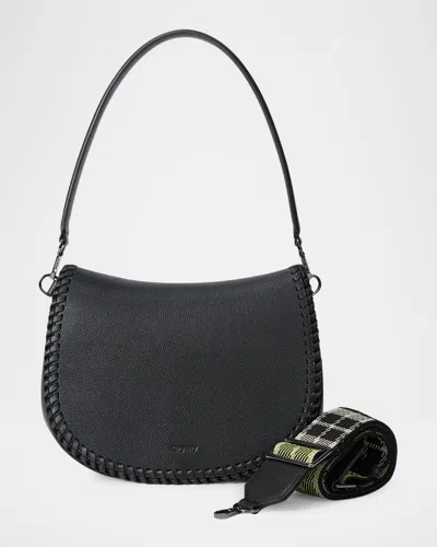 Oryany Bentley Medium Leather Saddle Shoulder Bag In Black
