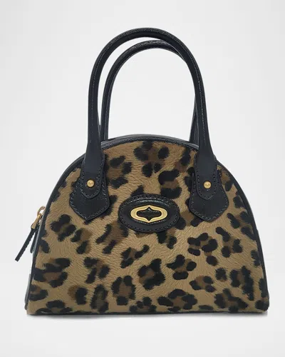 Oryany Bestie Small Leopard Faux Hair Top-handle Bag In Leopard