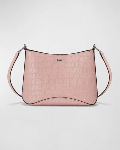 Oryany Focus Mini Croc-embossed Leather Crossbody Bag In Vintage Pink