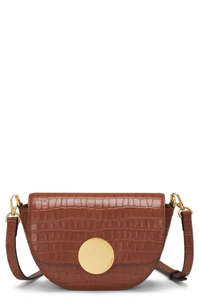 Oryany Lottie Saddle Moc-croc Crossbody Bag In Brown