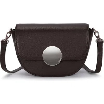 Oryany Lottie Leather Saddle Crossbody Bag In Dark Chocolate