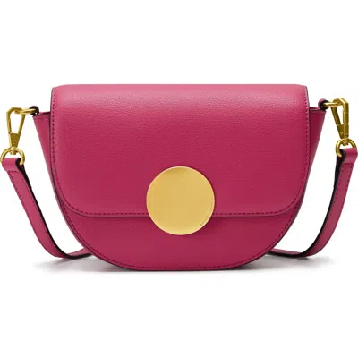 Oryany Lottie Leather Saddle Crossbody Bag In Raspberry