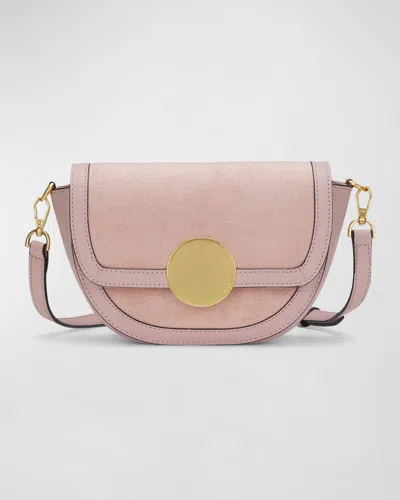 Oryany Lottie Saddle Suede Crossbody Bag In Vintage Pink