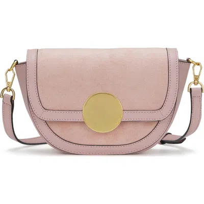 Oryany Lottie Suede Crossbody Saddle Bag In Pink