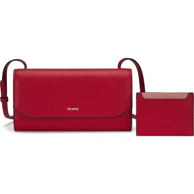 Oryany Mandy Leather Crossbody Wallet In Fire Red