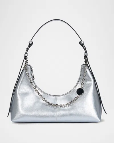 Oryany Marrakesh 25 Metallic Leather Shoulder Bag In Silver