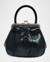 Oryany Mini Lace-up Patent Leather Top-handle Bag In Black