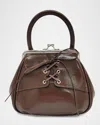 Oryany Mini Lace-up Patent Leather Top-handle Bag In Camel Brown