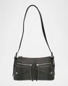 Oryany Moto Distressed Leather Shoulder Bag In Vintage Brown