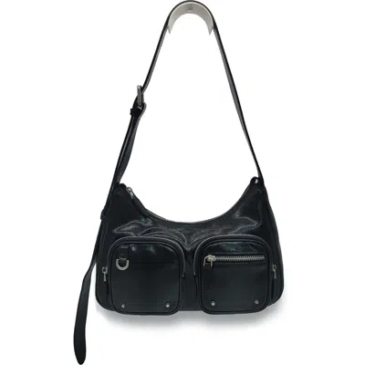 Oryany Out Pocket Leather Shoulder Bag In Black