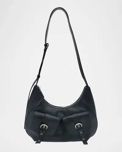 Oryany Rodeo Medium Leather Shoulder Bag In Black