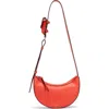 Oryany Rookie Crescent Leather Crossbody Bag In Orange