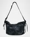 Oryany Rusty Large Distressed Canvas Shoulder Bag In Black