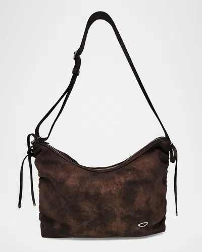 Oryany Rusty Large Distressed Canvas Shoulder Bag In Copper Brown