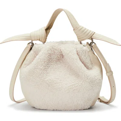 Oryany Selena Faux Shearling Bucket Bag In Vanilla Cream