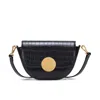 Oryany Lottie Saddle Moc-croc Crossbody Bag In Black