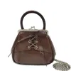 Oryany Mini Lace-up Patent Leather Top-handle Bag In Brown