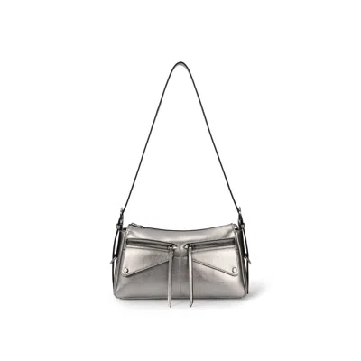 Oryany Women's Silver  Moto Shoulder - Medium Shoulder Bag - Pewter
