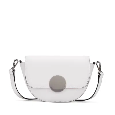 Oryany Lottie Saddle Moc-croc Crossbody Bag In White