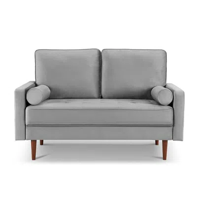 Os Home And Office Furniture 57 Inch Wide Upholstered Two Cushion Loveseat With Bolster Pillows In Gray