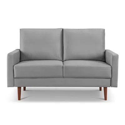 Os Home And Office Furniture 57 Inch Wide Upholstered Two Cushion Loveseat With Square Arms In Gray