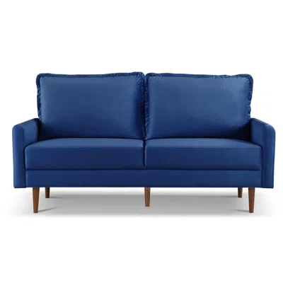 Os Home And Office Furniture 69 Inch Wide Upholstered Two Cushion Sofa With Cambered Arms In Blue