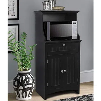 Os Home And Office Furniture Microwave/coffee Maker Utility Cabinet In Black