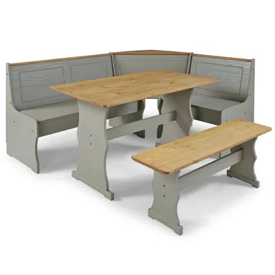 Os Home And Office Furniture Solid Pine Corner Dining Booth In Corona Gray In Black
