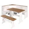 Os Home And Office Furniture Solid Pine Corner Dining Booth In Distressed White