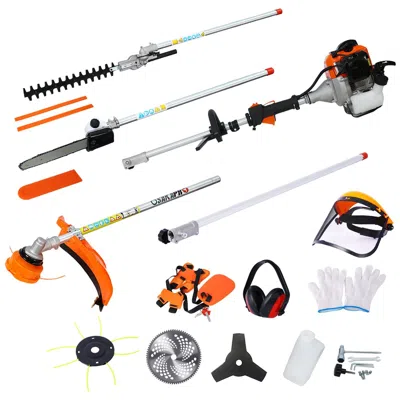 Osakapro 10 In 1 Multi-functional Trimming Tool, 52cc 2-cycle Garden Tool System With Gas Pole Saw, Hedge Tri